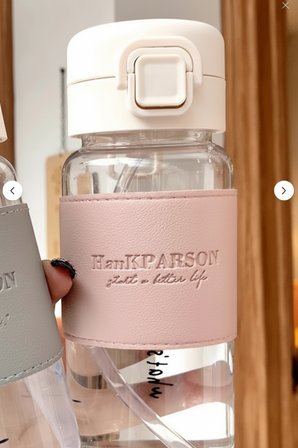 500 ml Pipetli Plastik Suluk- deri kaplamalı-taşınabilir-sızdırmaz-öğrenciler uygun Pembe