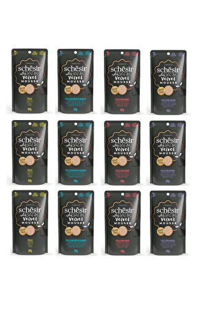 Schesir After Dark 4 Çeşit Karma Pouch Mousse Kedi Yaş Mama 80 Gr. X 12 Adet