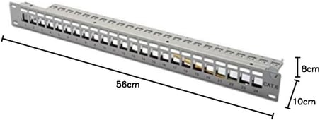 Patch Panel - Modüler - Keystone Modülleri için - 19 inç - 24 Port - Korumalı - Raf Montajı 1HE - V1 - Gri
