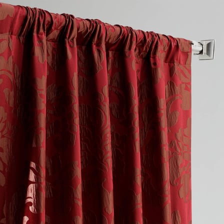 Half Price Drapes Oturma Odası için Tasarımcı Damask Perdeleri - Suni İpek 120 X 226 (1 Panel), JQCH-201268-96, Astoria Kırmızı ve Bronz