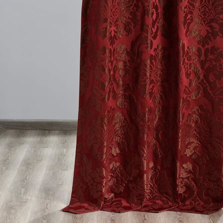 Half Price Drapes Oturma Odası için Tasarımcı Damask Perdeleri - Suni İpek 120 X 226 (1 Panel), JQCH-201268-96, Astoria Kırmızı ve Bronz