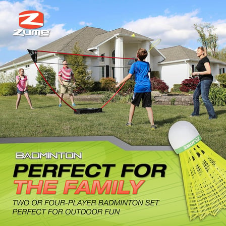 Games Portable Badminton Set with Freestanding Base - Sets Up on Any Surface in Seconds - No Tools or Stakes Required