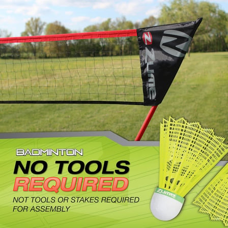 Games Portable Badminton Set with Freestanding Base - Sets Up on Any Surface in Seconds - No Tools or Stakes Required