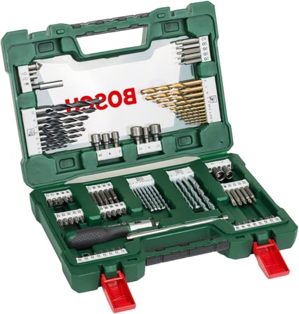 Home and Garden Accessories 91 adet V-Line titanyum matkap ve uç seti (ahşap, taş ve metal için, cırcırlı tornavida ve manyetik çubuk dahil, delme ve vidalama aletleri için aksesuarlar)