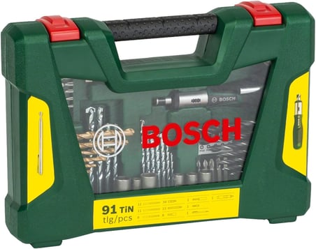 Home and Garden Accessories 91 adet V-Line titanyum matkap ve uç seti (ahşap, taş ve metal için, cırcırlı tornavida ve manyetik çubuk dahil, delme ve vidalama aletleri için aksesuarlar)
