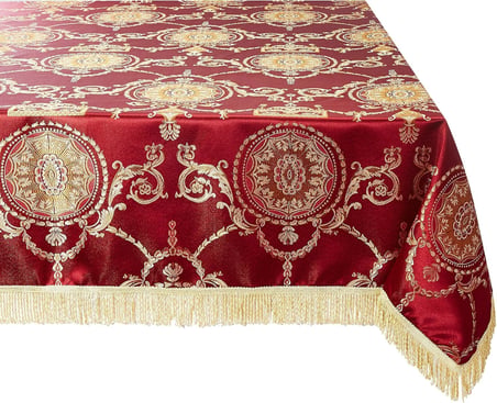 Linen Prestige Damask Tasarım Masa Örtüsü Bordo 132 cm x 177 cm Dikdörtgen/Dikdörtgen