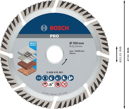 Professional 10 adet elmas kesme diski, standart, evrensel (beton ve duvar için, 150 x 22,23 mm, açılı taşlama makinesi aksesuarı)