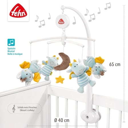 Müzik Mobil Küçük Kale - Sevimli Hayvanlarla Bebek Uyku Yardımı - Bebek Mobil Müzik Kutusu Melodi - 0-5 Ay arası Bebekler için Bebek Yatağı Oyuncak