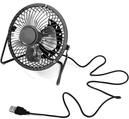 USB Mini Yazı Masası"Fan küçük masaüstü fan sessiz ve güçlü metal tasarım USB güç destekli (Siyah)
