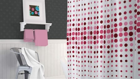 Perdesi 1x180x200 Tek Kanat Duş Perdesi Halka Hediyeli Duşakabin Perdesi 4961 Pembe