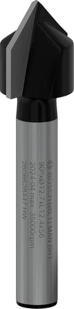 V-Oluk Freze Standart, Ahşap için, 6 mm Şaftlı D1 12,7 mm, U 12,7 mm, G 45 mm, 90°