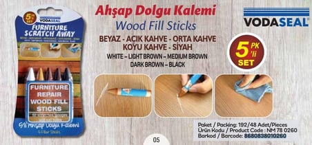 5'li Set Ahşap Dolgu Kalemi
