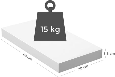 Duvar Rafı, kitaplar, resimler, dekorasyon, asılı Raf, 40 x 20 x 3,8 cm, ofis Rafı, MDF, Oturma Odası, mutfak, Koridor, Yatak Odası, banyo için, beyaz LWS24WT
