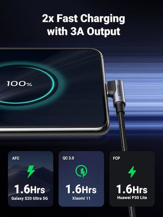 USB to Type-C 90 Derece Şarj ve Data Kablosu 2 Metre