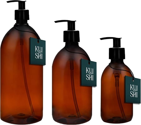 Pompa Dispenseri ile Kahverengi Amber Plastik Şişeler [250ml x 1], BPA İçermeyen Plastik Pompa Şişeleri, El Yıkama, Losyonlar, Dezenfektanı, Şampuan, Saç Kremi, Duş Jeli için Boş Pompa Dağıtıcı