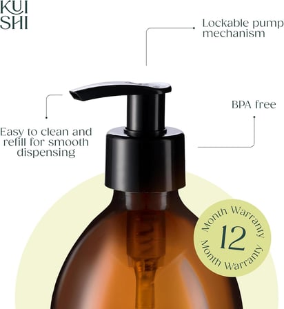 Pompa Dispenseri ile Kahverengi Amber Plastik Şişeler [250ml x 1], BPA İçermeyen Plastik Pompa Şişeleri, El Yıkama, Losyonlar, Dezenfektanı, Şampuan, Saç Kremi, Duş Jeli için Boş Pompa Dağıtıcı
