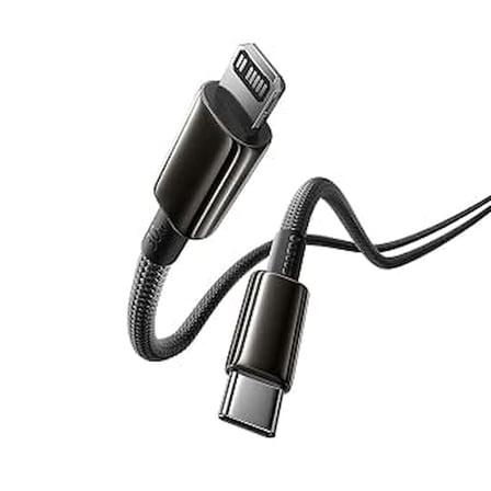 30W Type-C to Lightning (iP) Hızlı Şarj ve Veri Aktarım Kablosu, PD Destekli Örgülü Kopmaz Yapı, iPhone ve iPad Uyumlu, 2 Metre, Cluster Siyah