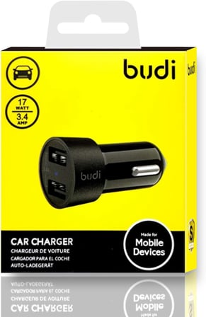 17W 3.4A Dual Port USB Araç Şarj Cihazı - Kompakt ve Hafif Çift USB Girişli Araç Şarj Aleti