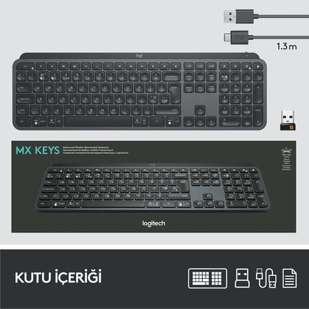 Mx Keys For Business Aydınlatmalı Tam Boyutlu Kablosuz Türkçe Q Klavye - Siyah