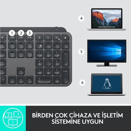 Mx Keys For Business Aydınlatmalı Tam Boyutlu Kablosuz Türkçe Q Klavye - Siyah