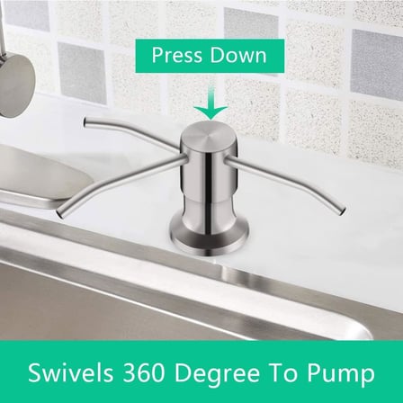 Mutfak Lavabosu için Sabunluk, Dahili Lavabo Sabunluk (Fırçalanmış Nikel), Tezgah Sabunluk Pompası, 47 "Uzatma Tüpü kitli, Küçük Şişeyi Tekrar Doldurmaya Gerek Yok (Daha Uzun İplik Mili)