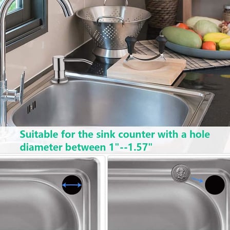 Mutfak Lavabosu için Sabunluk, Dahili Lavabo Sabunluk (Fırçalanmış Nikel), Tezgah Sabunluk Pompası, 47 "Uzatma Tüpü kitli, Küçük Şişeyi Tekrar Doldurmaya Gerek Yok (Daha Uzun İplik Mili)