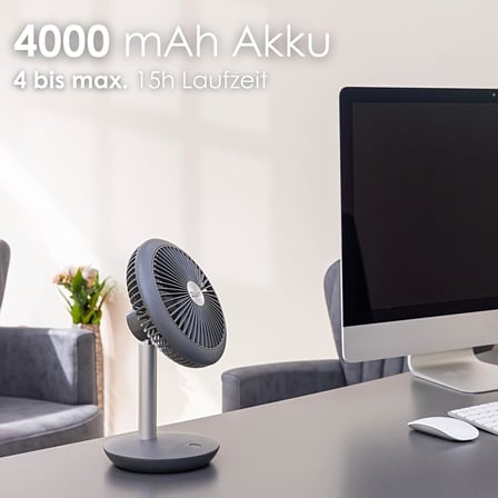 Kablosuz | 4000 mAh pil | vantilatör | 90° eğilebilir | çalışma masası vantilatörü | rüzgar makinesi | hava soğutucu | enerji tasarruflu | 4 kademeli | 15 saat kablosuz çalışma