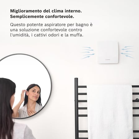 Banyo Aspiratörü/Fanı 1500 Serisi Beyaz 125 mm çap, nem sensörü ve kapanma fonksiyonu özellikli