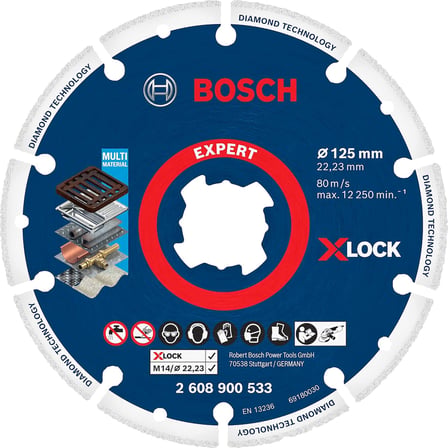 Professional 1x EXPERT Diamond Metal Wheel X-LOCK Kesme Diski 125 mm (Dökme demir, Paslanmaz çelik, Çelik, Demir içermeyen metalle, Ø 125 mm, Aksesuar Küçük Avuç Taşlama Makinesi)