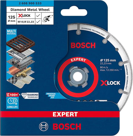 Professional 1x EXPERT Diamond Metal Wheel X-LOCK Kesme Diski 125 mm (Dökme demir, Paslanmaz çelik, Çelik, Demir içermeyen metalle, Ø 125 mm, Aksesuar Küçük Avuç Taşlama Makinesi)