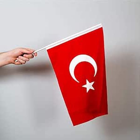 bayrağı 30x45 cm Alpaka Kumaş - Sopalı-10 adet