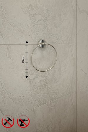 Banyo İris Krom Kaplama Halka Havluluk, Yapışkanlı ve Vidalı Montajlı Banyo Havlu Askısı, 35 mm Oval Bantlı, Parlak Yüzey