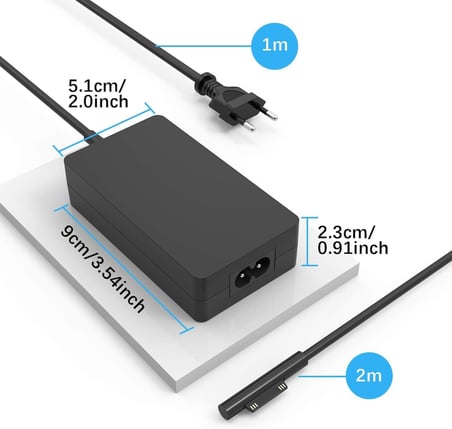 Surface Pro 6/5/4/3/Surface Book/Surface Go Modeli 1625 1706 için Yüzey Şarj Cihazı 36W 44W AC Güç Adaptörü, USB Bağlantı Noktası ve Güç Uzatma Kablosu