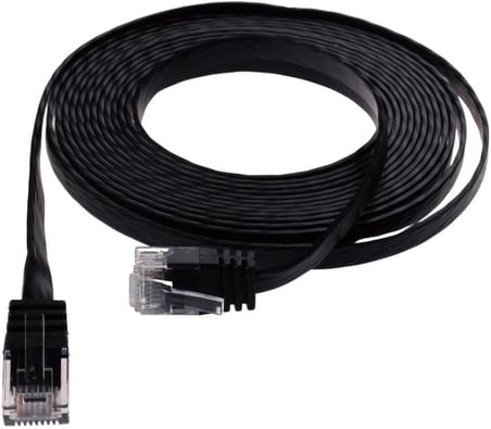 CAT6 Yassı RJ45 Ethernet (Network, İnternet) Kablosu (15 Metre, Siyah)
