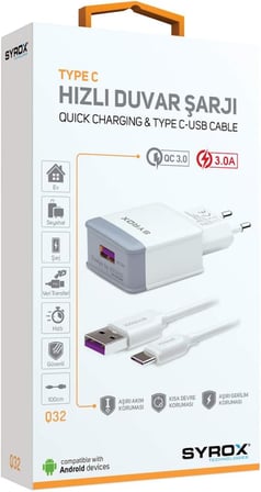 Type-C Şarj Cihazı Set, 3.0A 5W