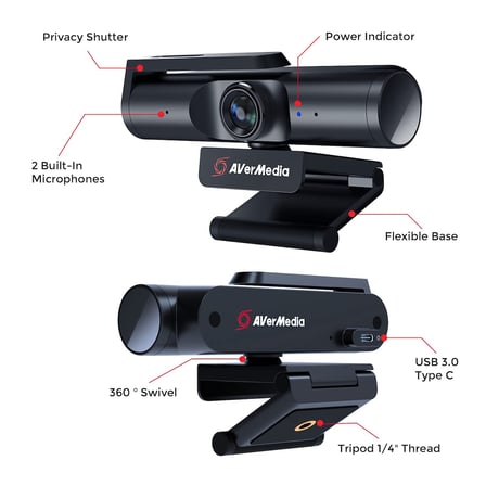 Live Streamer CAM 513-4K 30fps UHD geniş açılı web kamerası, oyun için, sabit odaklama, iç aydınlatma için, OBS, zoom, PC/Mac için mükemmel, siyah