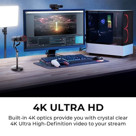 Live Streamer CAM 513-4K 30fps UHD geniş açılı web kamerası, oyun için, sabit odaklama, iç aydınlatma için, OBS, zoom, PC/Mac için mükemmel, siyah