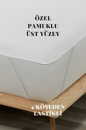 Geçirmez Alez Yatak Koruyucu Pamuklu Köşe Lastikli Tek Kişilik Çift Kişilik (90 x 190 cm)