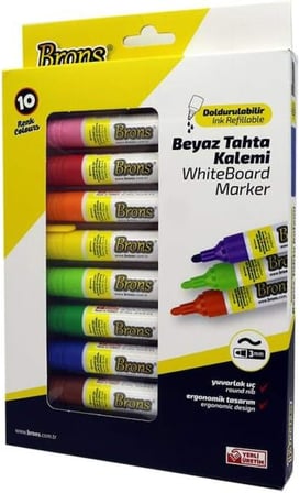 Doldurulabilir Beyaz Tahta Kalemi Seti 10 Re