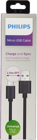 Usb-Micro Usb Şarj Kablosu, 2 Metre, Pvc, Siyah (Dlc3106U/00)