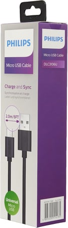 Usb-Micro Usb Şarj Kablosu, 2 Metre, Pvc, Siyah (Dlc3106U/00)