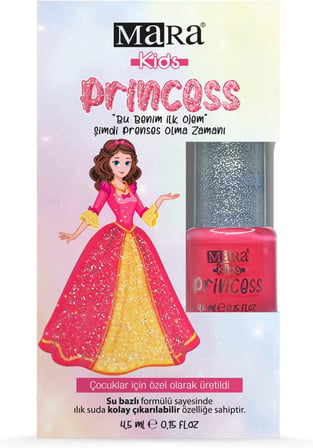 Princess Yıkanabilir Su Bazlı Çocuk Ojesi - Pembe (Törpü Hediyeli)