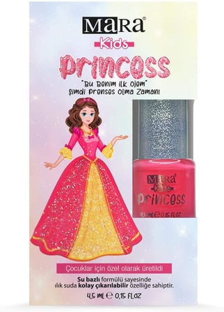 Princess Yıkanabilir Su Bazlı Çocuk Ojesi - Pembe (Törpü Hediyeli)
