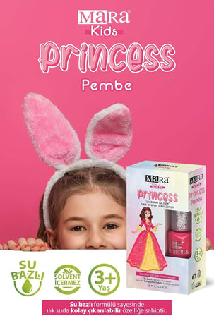 Princess Yıkanabilir Su Bazlı Çocuk Ojesi - Pembe (Törpü Hediyeli)