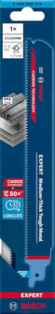 Professional 1x EXPERT 'Thick Tough Metal' S 1155 CHC Panter Testere Bıçakları (Tok çelik, Dökme demir, Uzunluk 225 mm, Aksesuar Panter Testere)