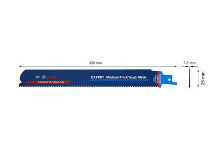 Professional 1x EXPERT 'Thick Tough Metal' S 1155 CHC Panter Testere Bıçakları (Tok çelik, Dökme demir, Uzunluk 225 mm, Aksesuar Panter Testere)