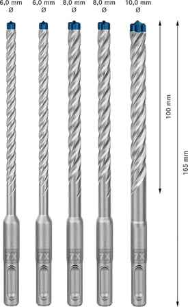 Professional 3 parça Expert SDS plus-7X Kırıcı Delici Delme Uçları (Yumuşak taş, Sert taş, Beton, Donatılı beton, Beton bina bloku, Ø 6-10 mm, Aksesuar Kırıcı Delici)