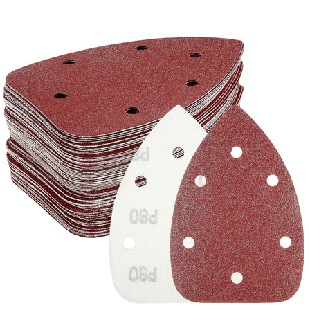 adet üçgen zımpara zımpara kağıdı, HYCHIKA detay zımpara zımpara çeşitli 60/80/100/120/180/240 irmik ile 6 delik ahşap zımpara, fit 3.95 inç Qscillating çok aracı zımpara makinesi