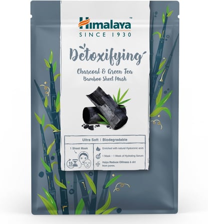 Detox Etkili Kağıt Maske, Aktif Kömür, Yeşil Çay, Hyaluronic Acid, Bambu, Geri Dönüştürüleriblir, Tüm Ciltler, 30 gr