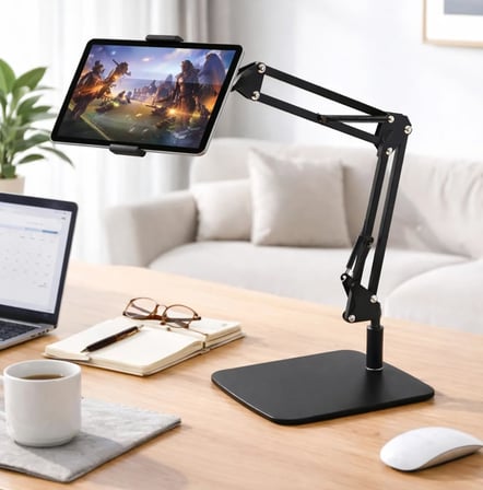 Akrobatik Stant Masaüstü 3.5-10.6" inch Metal Gövde Tablet ve Telefon Tutucu Standı | J6